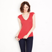 Sheer mini rib v-neck t-shirt