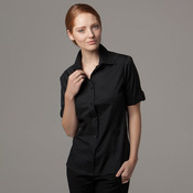 Women's bar shirt mock turn back cuff short sleeve