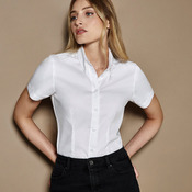 Women's corporate Oxford blouse short-sleeved (tailored fit)